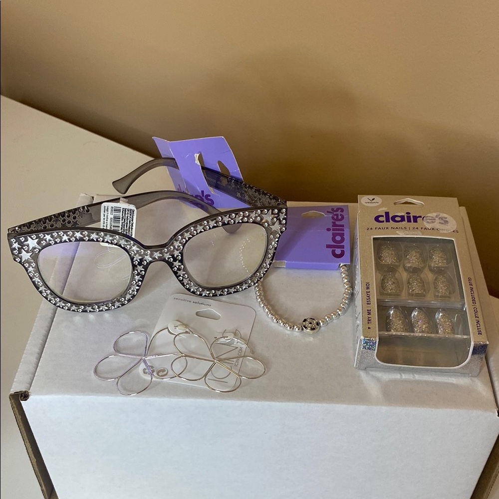 Claire's Black and Silver Rhinestone Glasses